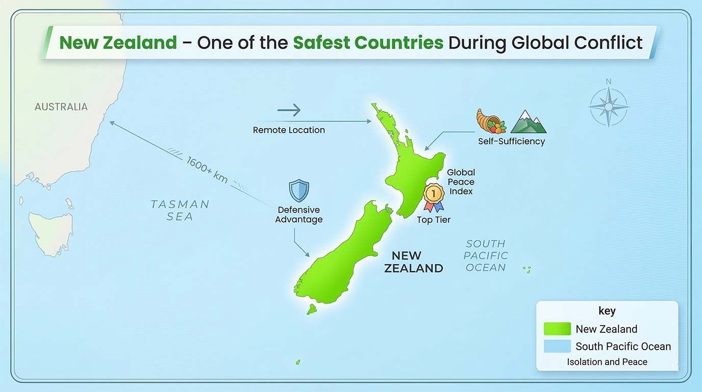 Top 10 Safest Countries If World War 3 Happens (2026–2030)